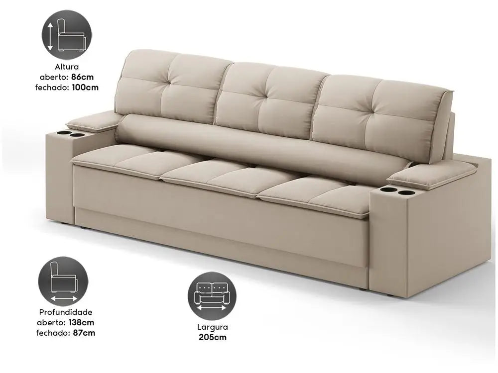 Sofá Retrátil e Reclinável 3 Lugares Velosuede Up Next Sofas