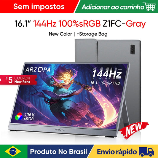 Monitor 16.1" 100% sRGB 144Hz Space Gray - Tela Premium Gaming