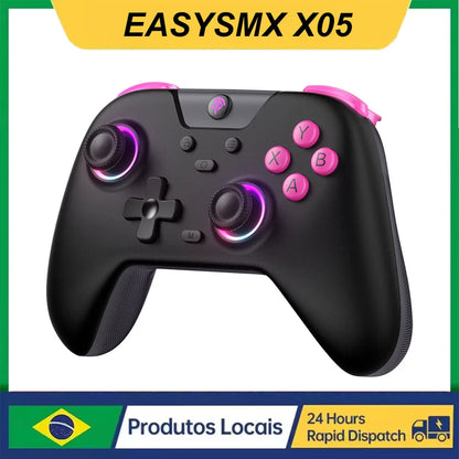 Controle Sem Fio EasySMX X05 Hall Effect RGB Compatível PC/Switch/TV/Android/iOS 2.4G Bluetooth Cabo