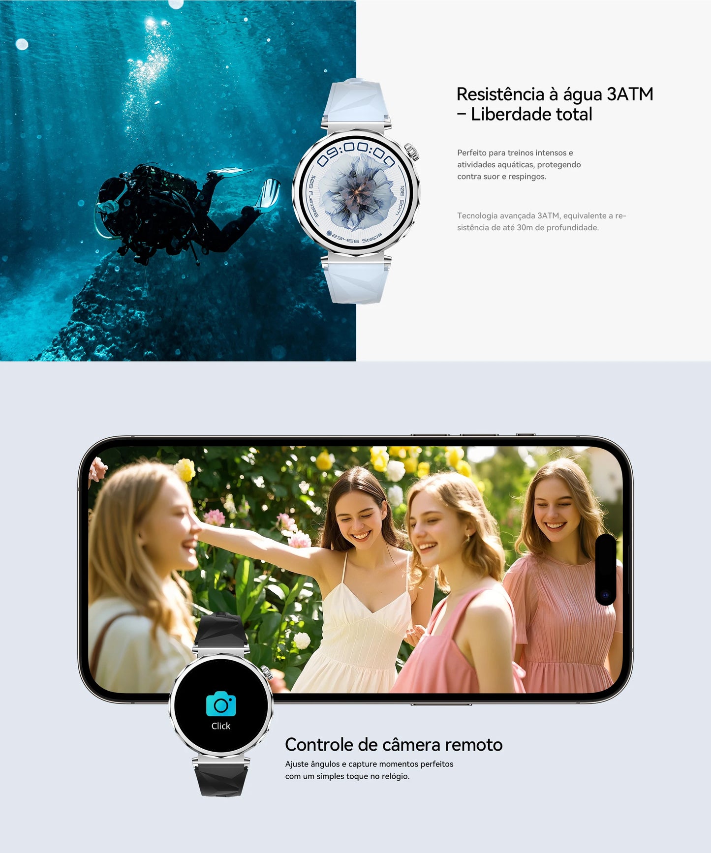 Smartwatch Feminino AURAIF ELLA 4 Monitor Freq Cardíaca Sono Esportes