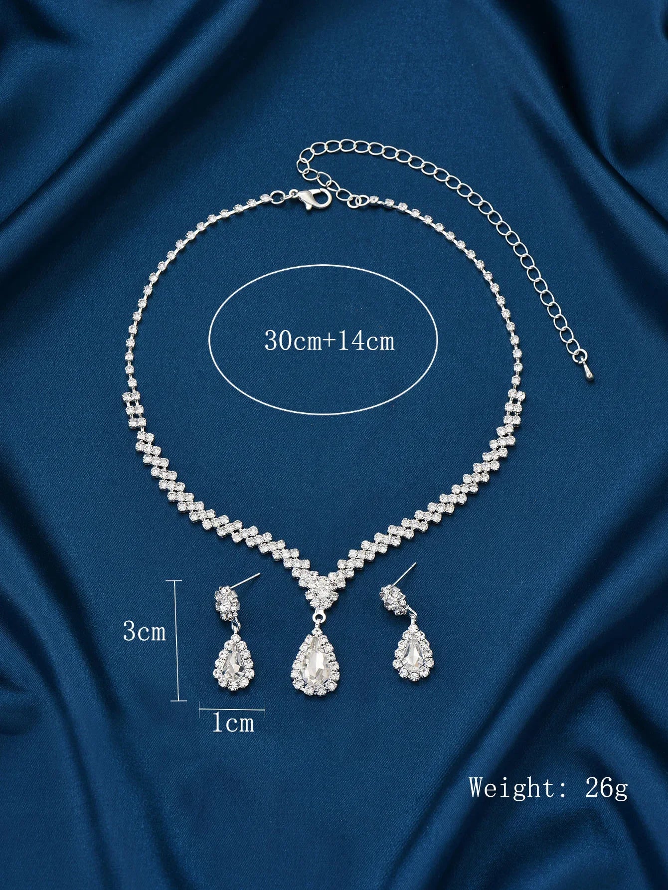 Conjunto 3 Peças Colar e Brincos Feminino Gota D'Água Fashion