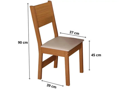 Conjunto Mesa de Jantar 4 Cadeiras Canela e Off White Madesa