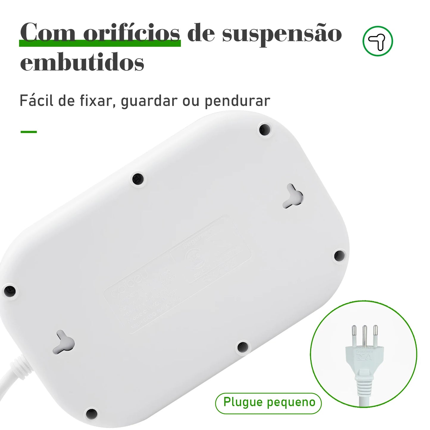 Filtro de Linha Extensão Elétrica Adaptador Tomada 10A 110-220V com USB
