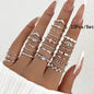 Conjunto 28 Peças Anéis Fashion Geométricos Feminino Cristal Coração
