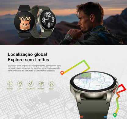 Smartwatch AURAFIT Original Masculino GPS NFC Rastreamento Chamadas BT Monitor Saúde