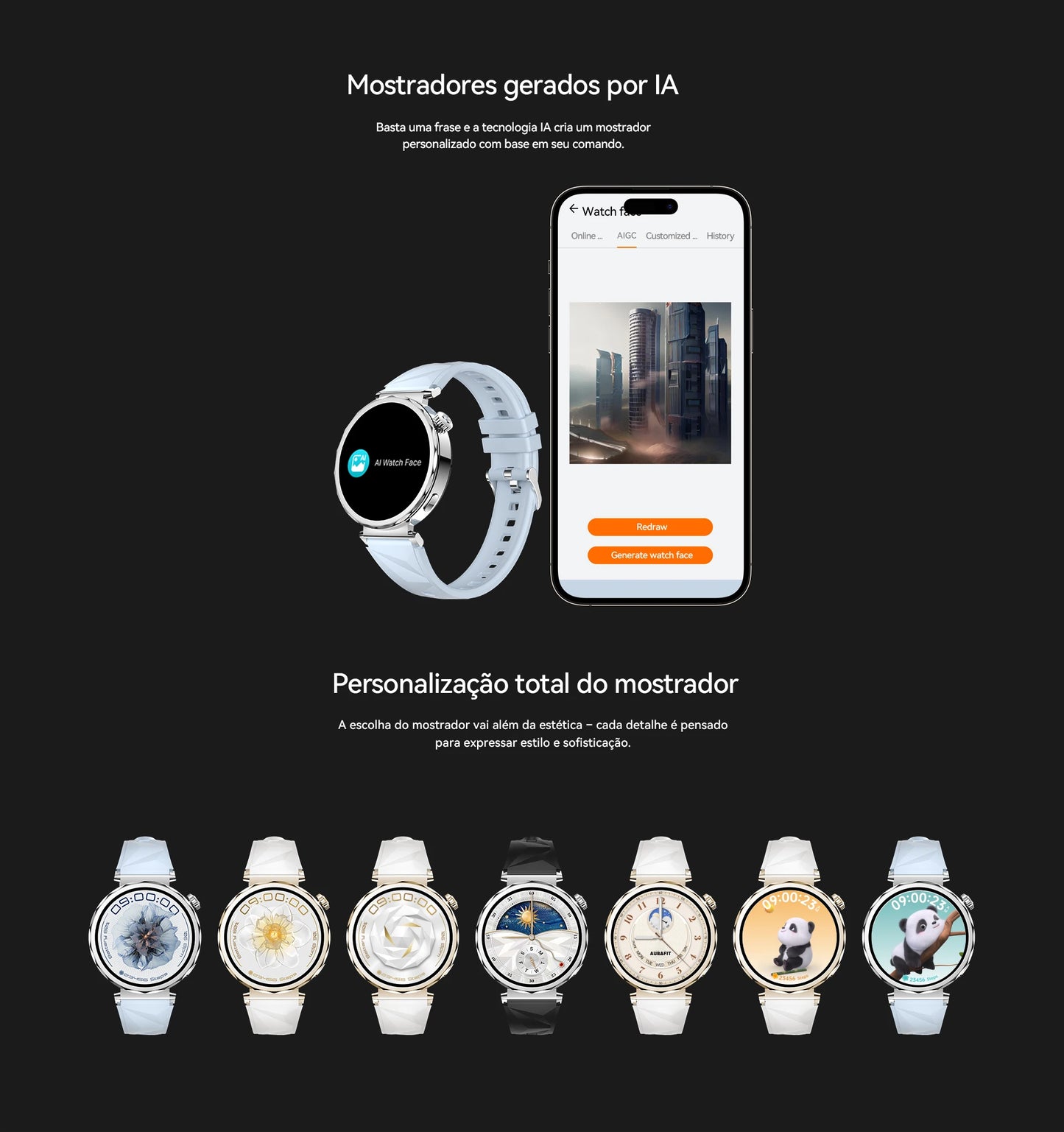 Smartwatch Feminino AURAIF ELLA 4 Monitor Freq Cardíaca Sono Esportes