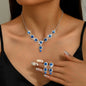Conjunto 2 Peças Colar e Brincos Azul Feminino - Presente Aniversário