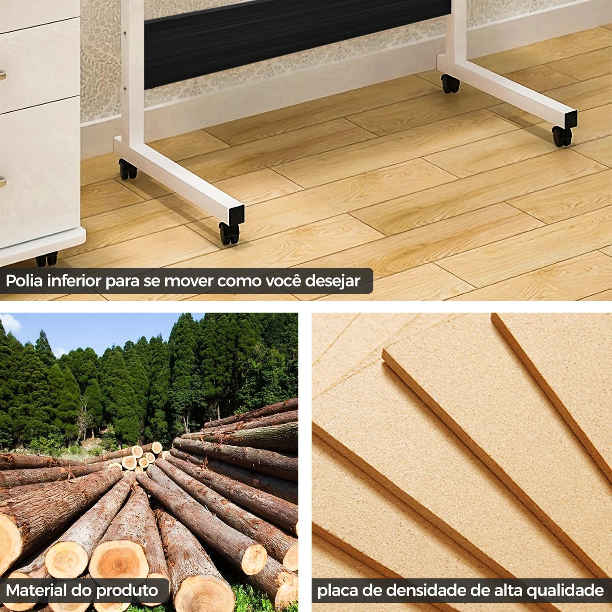 Mesa de Escritório com Altura Ajustável - Mesa Móvel para Notebook e Estudo
