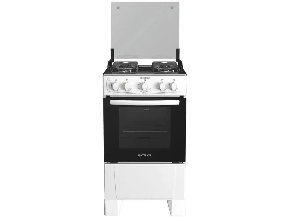 Fogão 4 Bocas Atlas Inox Branco Monaco Plus - Bivolt