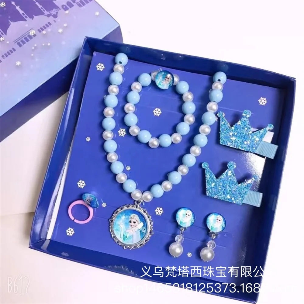 Conjunto 7 Peças Joias Infantil Disney Frozen Colar Presente Meninas Brinquedo