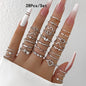 Conjunto 28 Peças Anéis Fashion Geométricos Feminino Cristal Coração