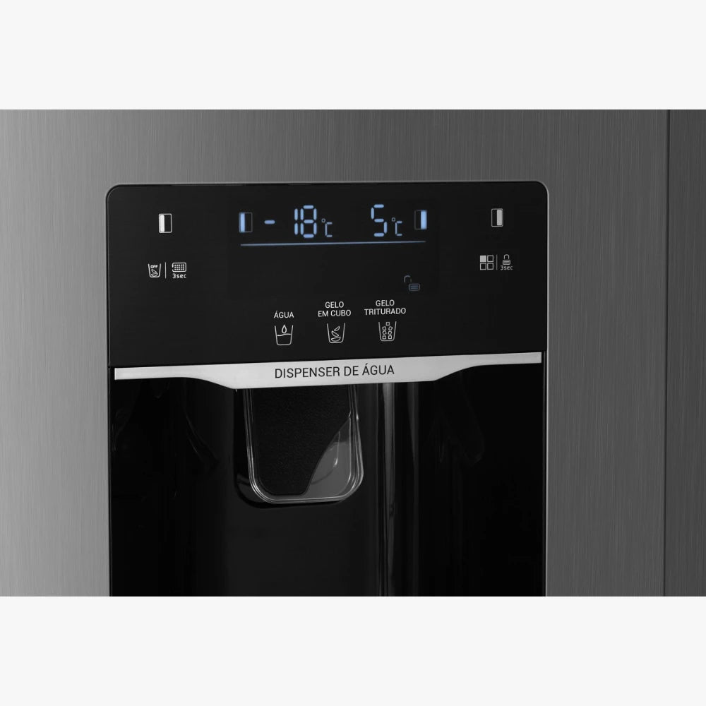 Geladeira Philco Frost Free Eco Invert 513L Inox com Dispenser de Gelo e Água.