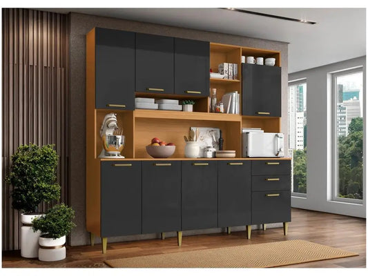 Armário de Cozinha Completo Aramobile Mega Kit 9 Portas 2 Gavetas