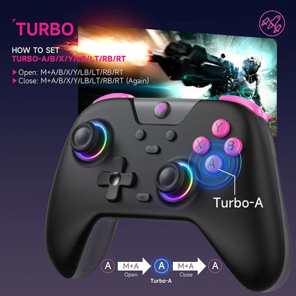 Controle Sem Fio EasySMX X05 Hall Effect RGB Compatível PC/Switch/TV/Android/iOS 2.4G Bluetooth Cabo