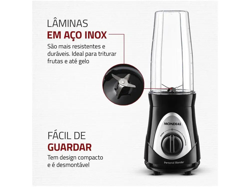 Blender Mondial DG-01 Personal Blender 300W 2 Velocidades Preto e Prata - 110V