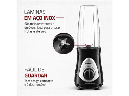 Blender Mondial DG-01 Personal Blender 300W 2 Velocidades Preto e Prata - 110V