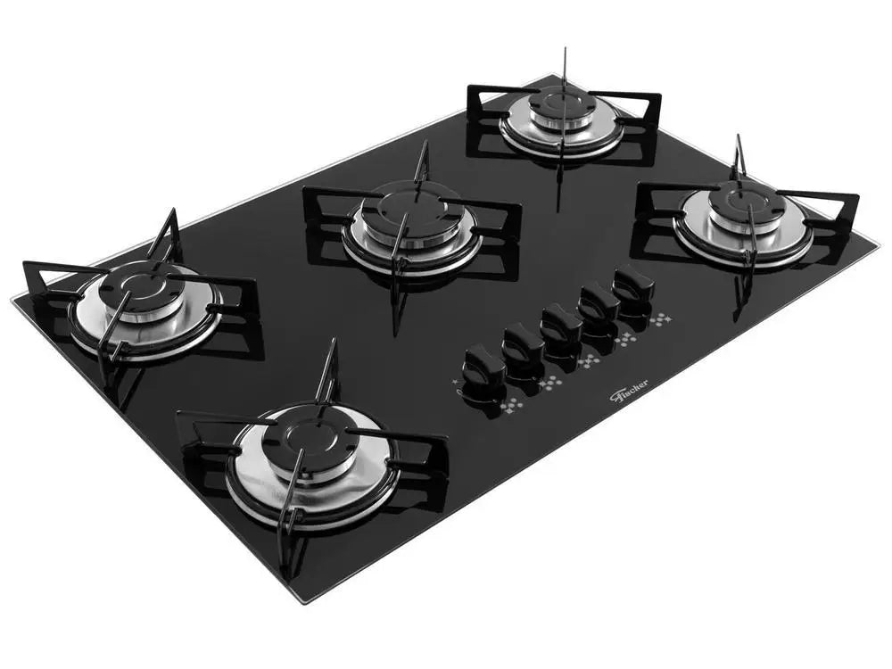 Cooktop 5 Bocas Fischer Preto Gás GLP VP 1642/6985 - Bivolt
