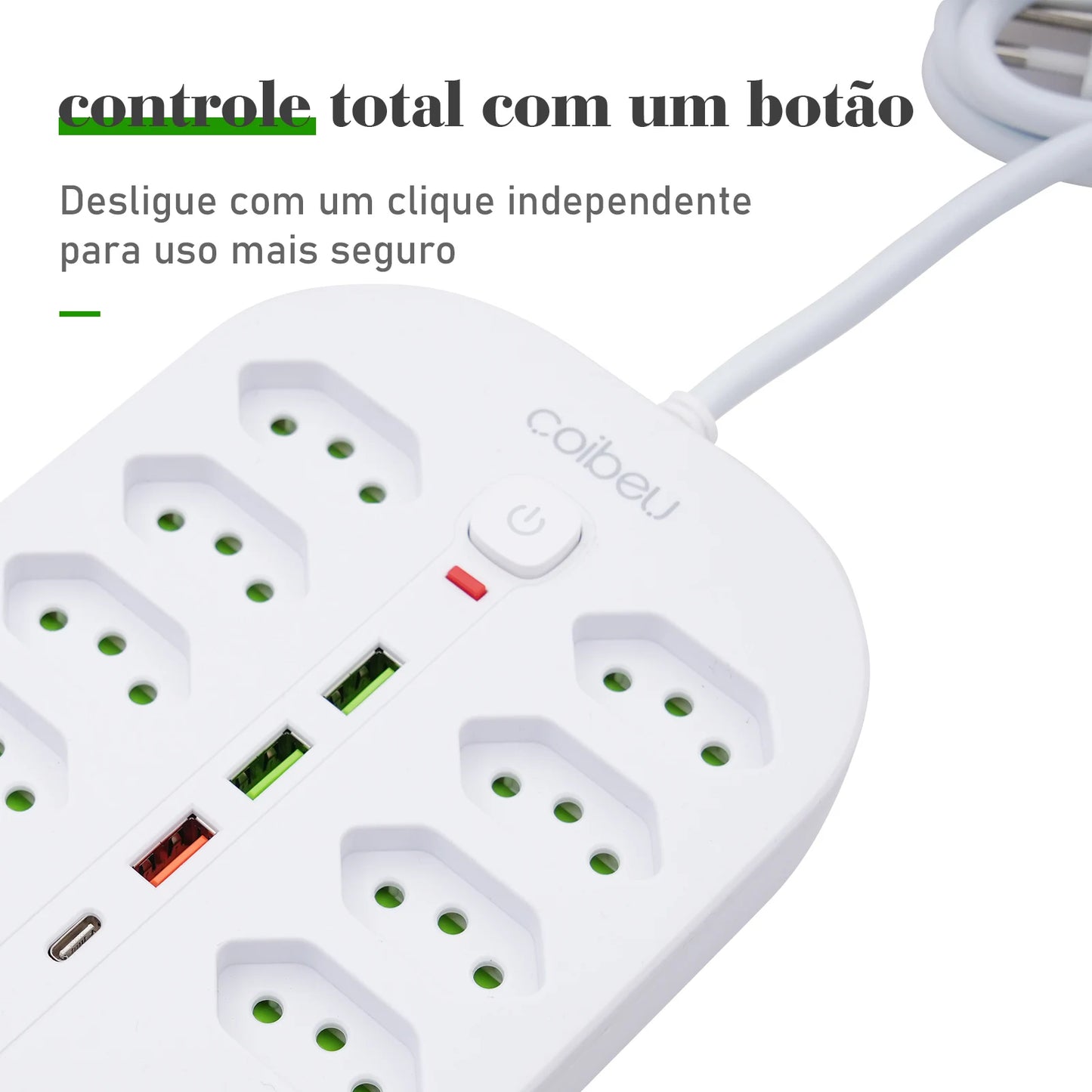 Filtro de Linha Extensão Elétrica Adaptador Tomada 10A 110-220V com USB