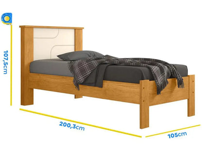 Cama Solteiro Pérola Canela e Off White Madesa