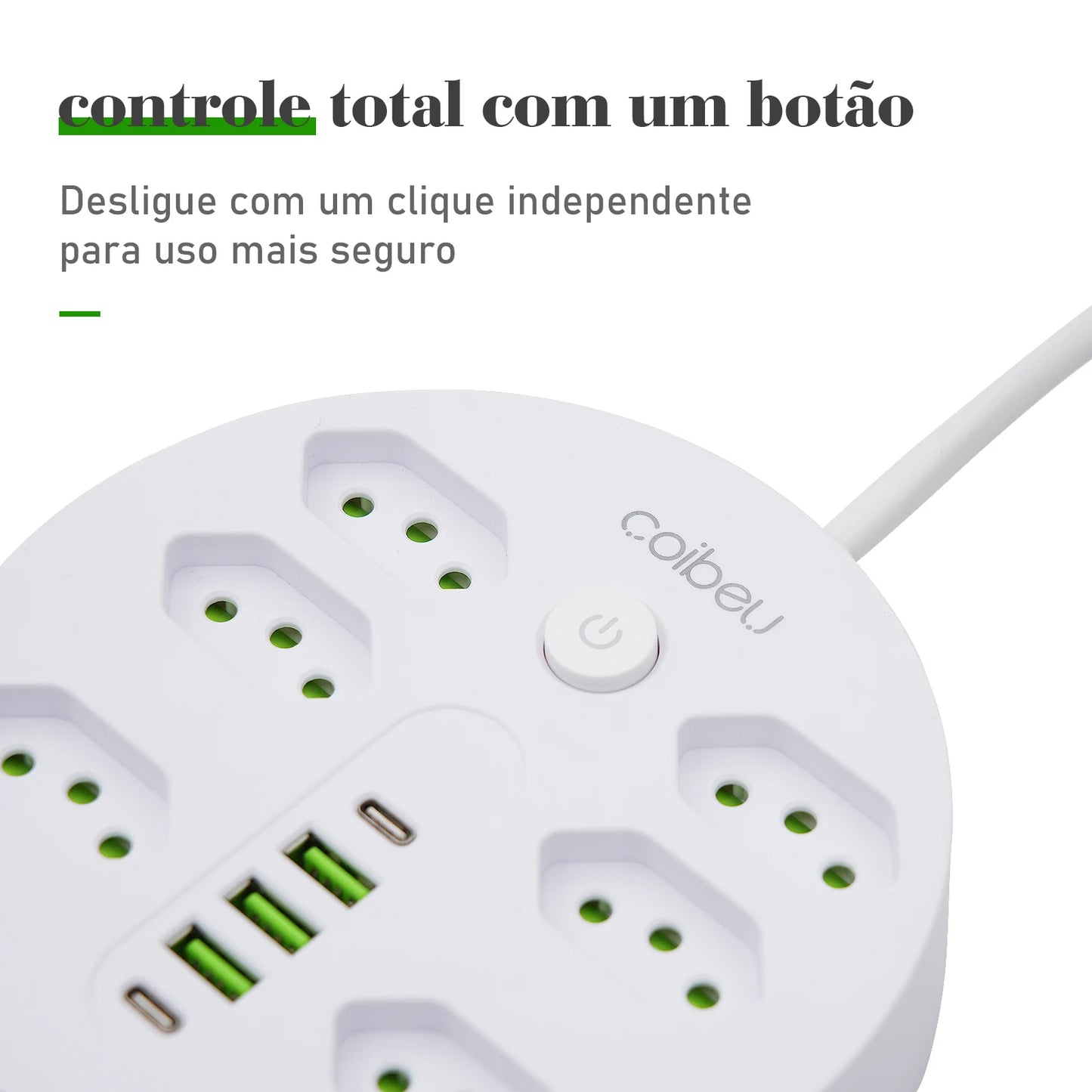 Filtro de Linha Extensão Elétrica Adaptador Tomada 10A 110-220V com USB