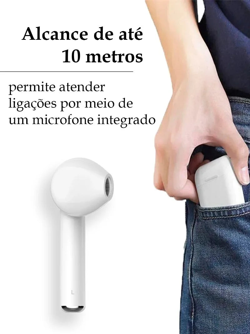 Fone de Ouvido I7S TWS Bluetooth Sem Fio - Earbuds com Estojo Carregador