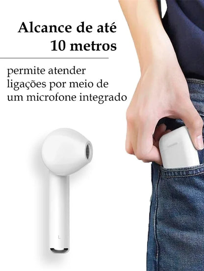Fone de Ouvido I7S TWS Bluetooth Sem Fio - Earbuds com Estojo Carregador