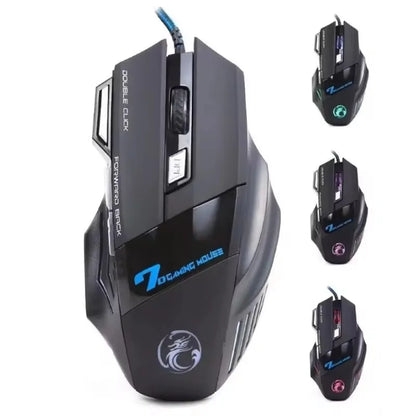 Mouse Gamer X7 Ergonômico com LED - 5500 DPI Ajustável para PC e Notebook