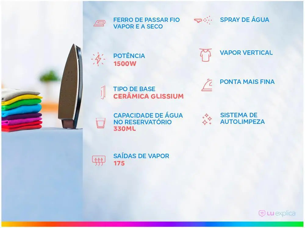 Ferro de Passar a Seco e a Vapor Electrolux Experience Care ESI51 - 220V.