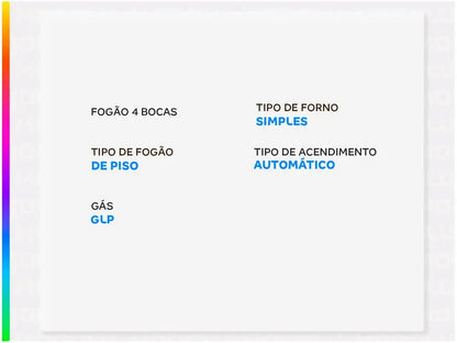Fogão 4 Bocas Esmaltec Branco Lit 4121 - Bivolt