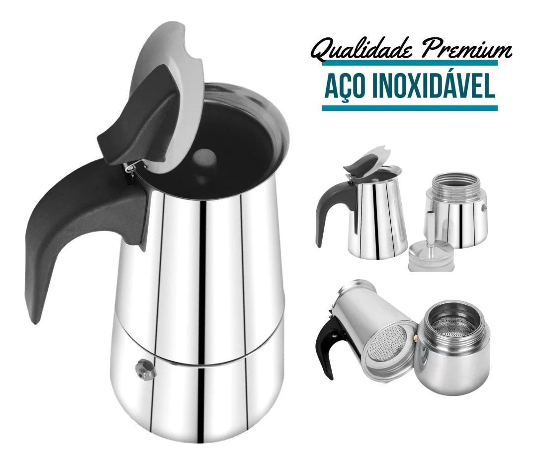 Cafeteira Italiana Moka em Aço Inoxidável – 9 Xícaras.