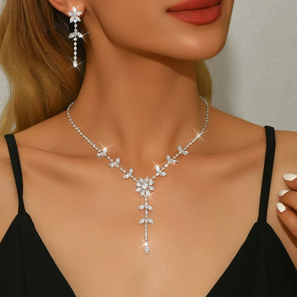 Conjunto Colar e Brincos Zircônia Gota com Franjas - Festa e Formatura