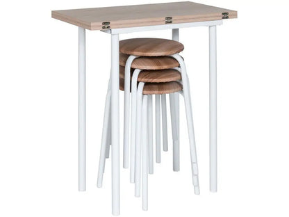 Conjunto Mesa Dobrável com 4 Banquetas - Economia de Espaço