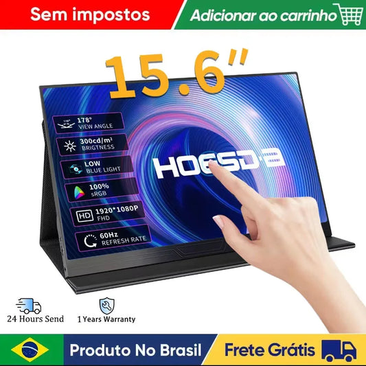Monitor Portátil Touch 15.6" - Tela Sensível ao Toque Móvel