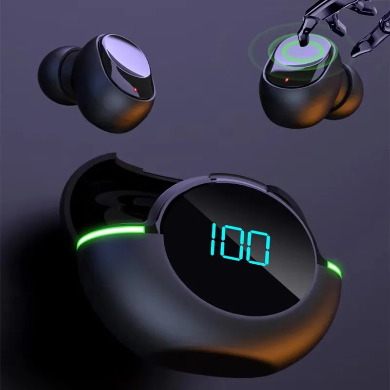 Fones de Ouvido Bluetooth 5.1 – design intra-auricular, sem fio, com luz LED