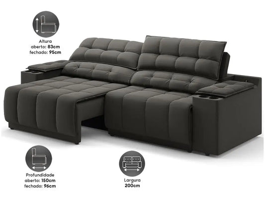 Sofá Retrátil e Reclinável 3 Lugares Quebec SMP