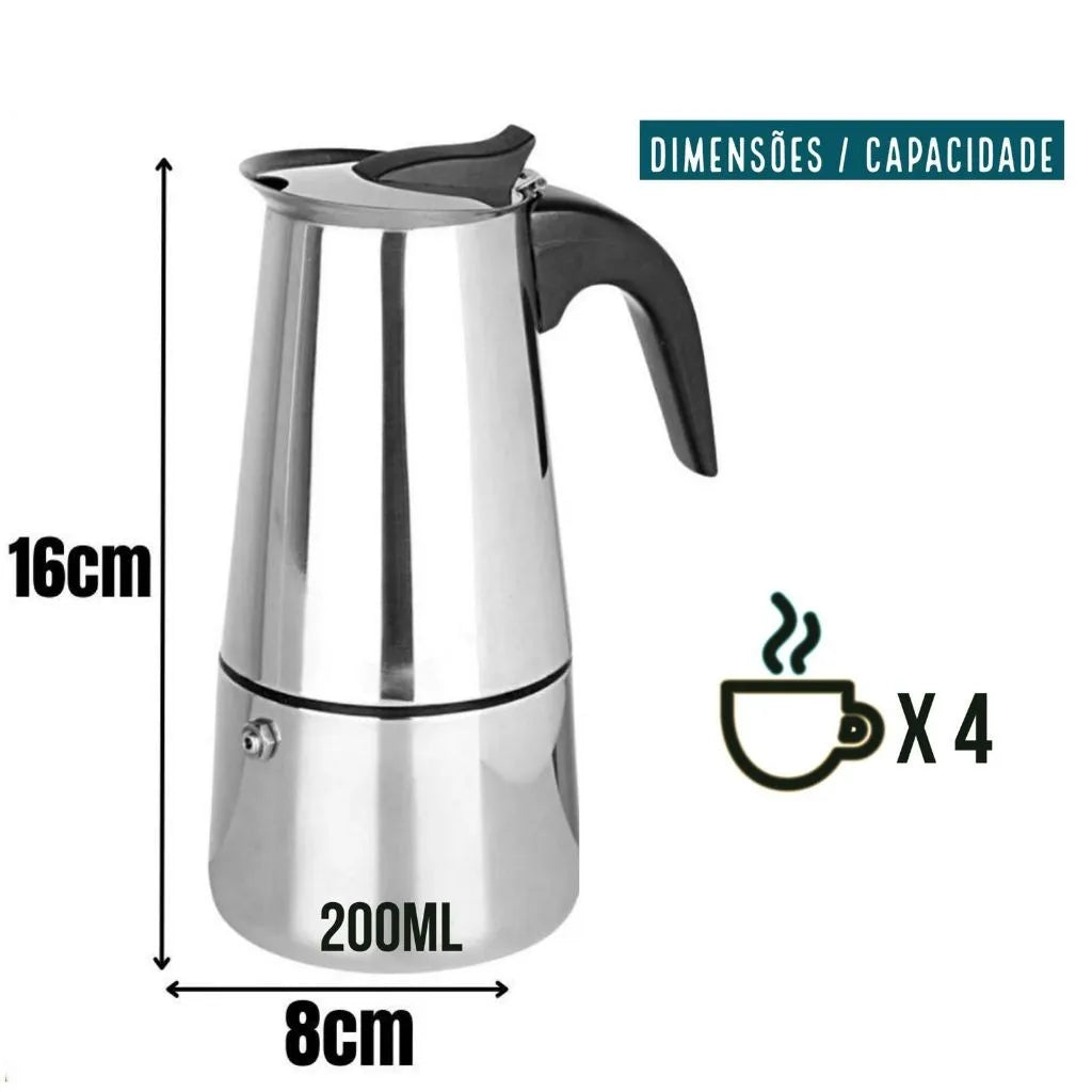 Cafeteira Italiana Moka em Aço Inoxidável – 9 Xícaras.