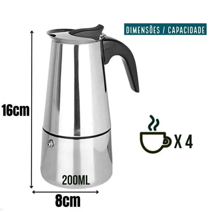 Cafeteira Italiana Moka em Aço Inoxidável – 9 Xícaras.
