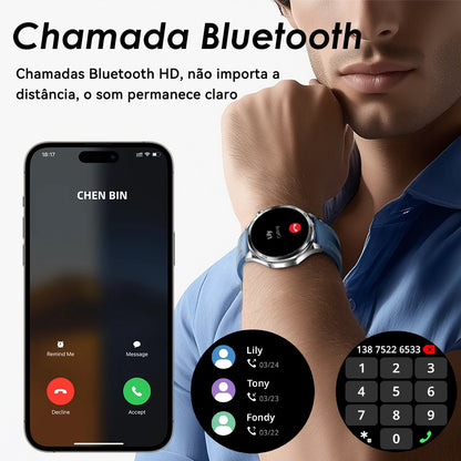 Smartwatch AURAFIT AM29 Tela AMOLED 1.43" Carregamento Sem Fio 100+ Modos Monitor Saúde IP68 Strava