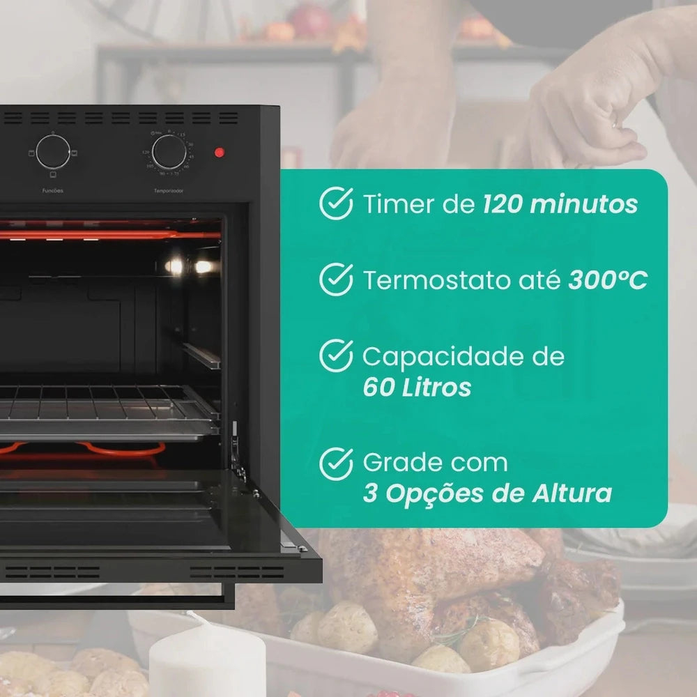 Forno Elétrico de Embutir Nardelli EB60 60L Preto
