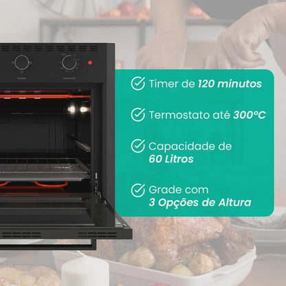 Forno Elétrico de Embutir Nardelli EB60 60L Preto