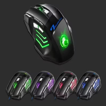Mouse Gamer X7 Ergonômico com LED - 5500 DPI Ajustável para PC e Notebook