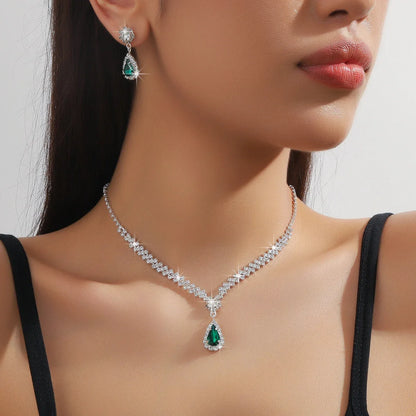 Conjunto 3 Peças Colar e Brincos Feminino Gota D'Água Fashion