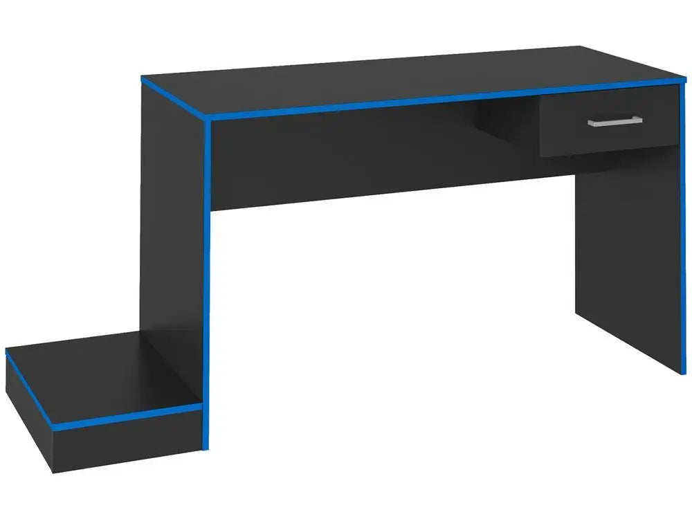 Mesa Gamer Artely Preta e Azul com 1 Gaveta