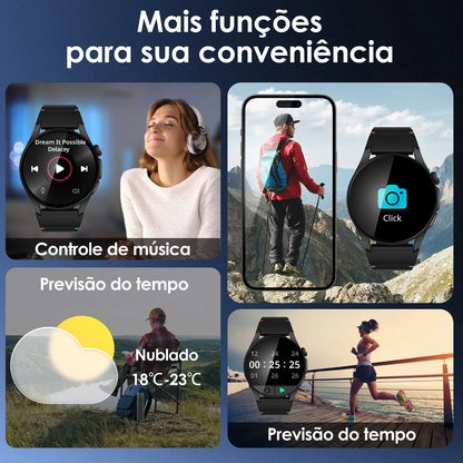 Smartwatch AURAFIT Original Masculino GPS NFC Rastreamento Chamadas BT Monitor Saúde