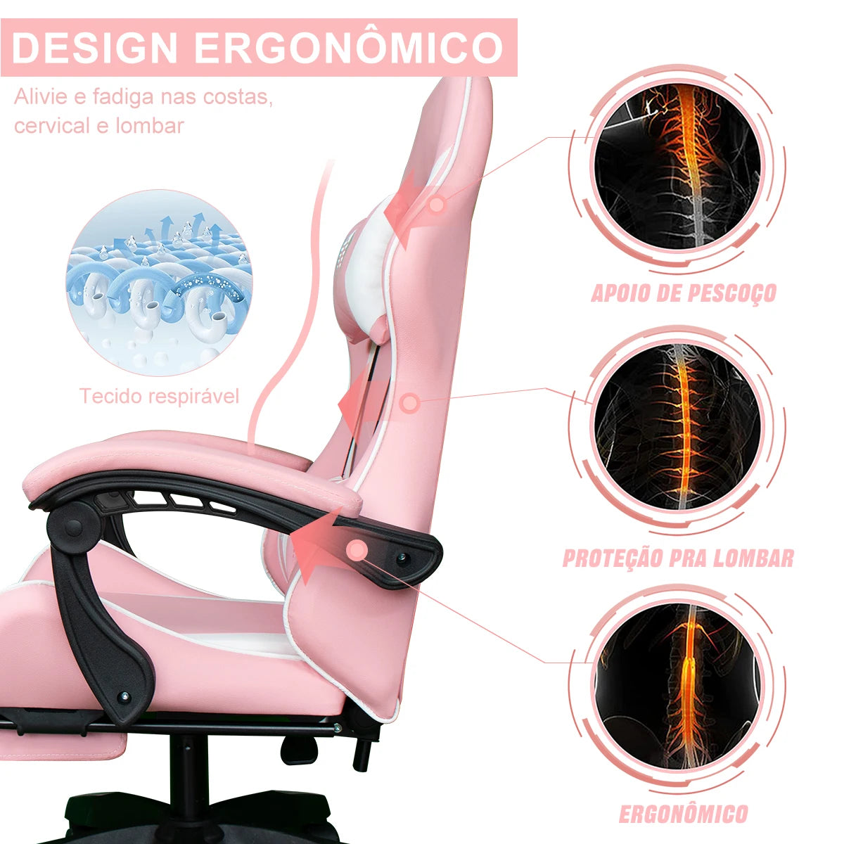 Cadeira Gamer Python Fly Ergonômica - Esportes Eletrônicos, Escritório e Home Office