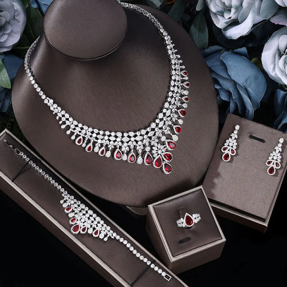 Conjunto 4 Peças Joias Noiva Zircônia Festa Feminino Elegante