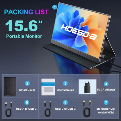 Monitor Portátil Touch 15.6" - Tela Sensível ao Toque Móvel