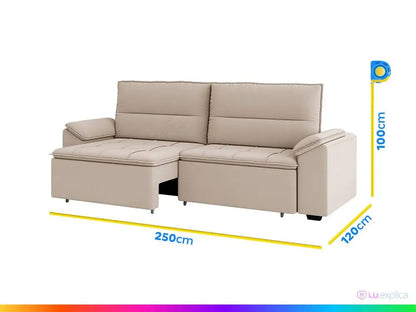 Sofá Retrátil e Reclinável 5 Lugares Veludo Panamá Besthouse