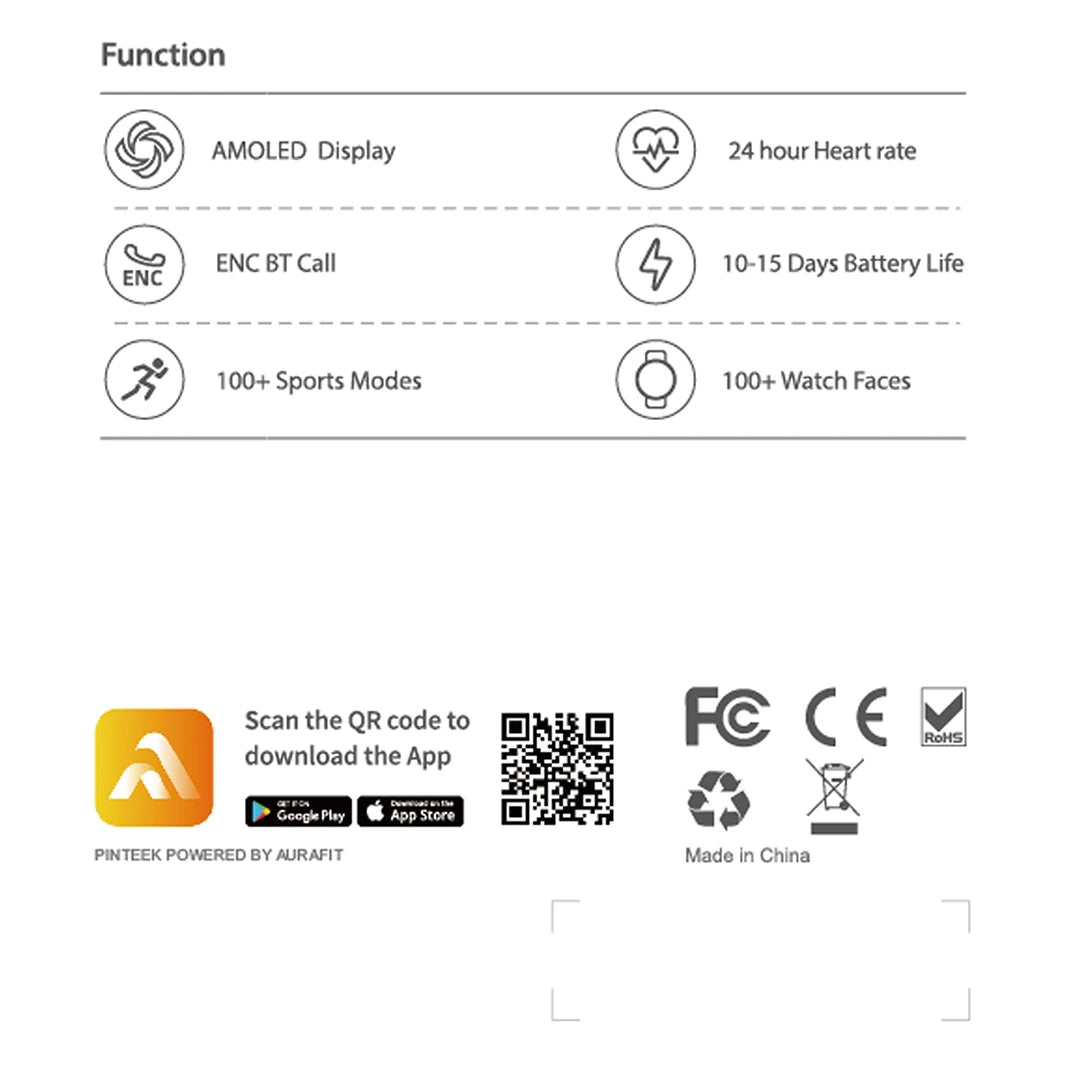 Smartwatch Esportivo Tela AMOLED 1.43" Papel de Parede Personalizado Chamadas Sem Fio Alertas Unissex
