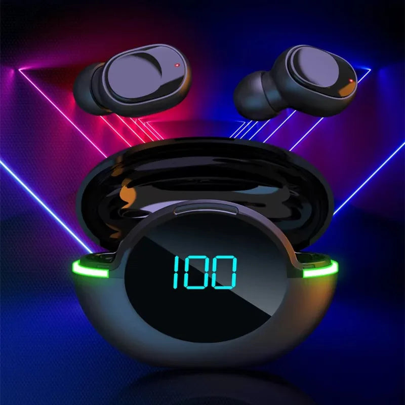 Fones de Ouvido Bluetooth 5.1 – design intra-auricular, sem fio, com luz LED